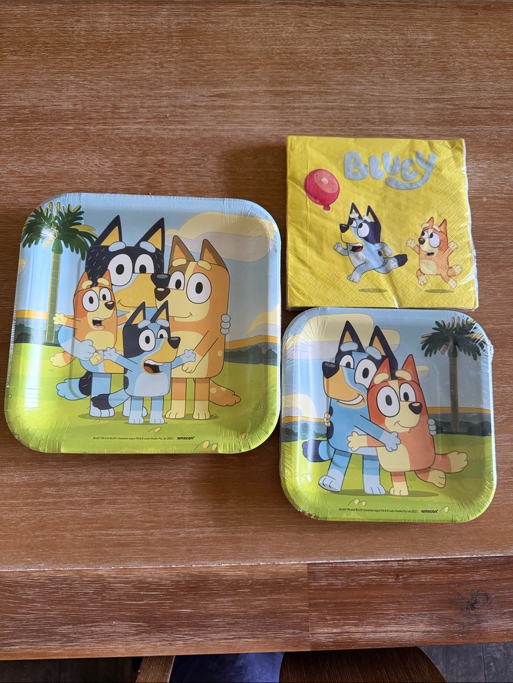 Bluey Themed Yellow & Blue Disposable Party Plates and Napkins